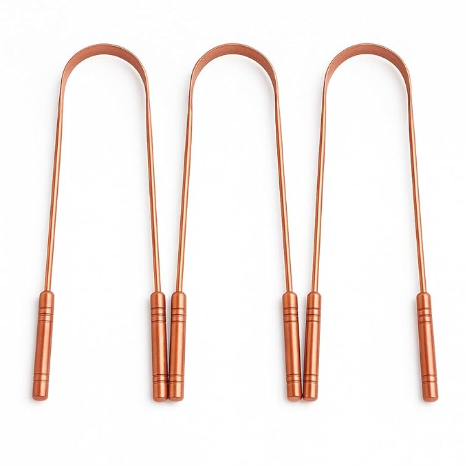 ALADEAN Copper Tongue Cleaner with Case | Copper Tongue Scraper for Adults, Pack of 3 Tongue Cleaner for Oral Care & Hygiene