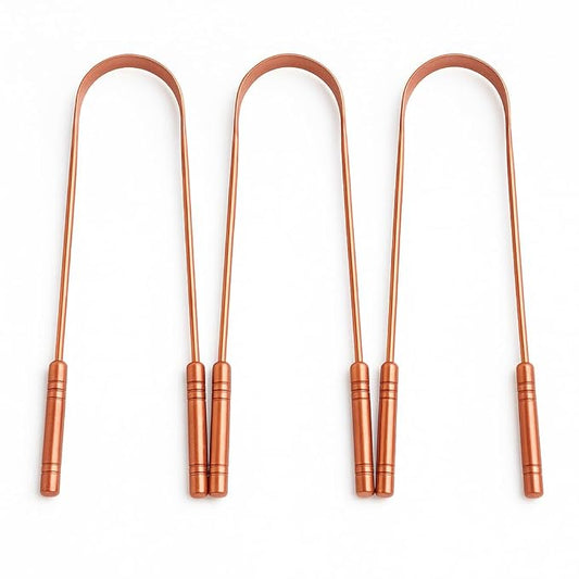 ALADEAN Copper Tongue Cleaner with Case | Copper Tongue Scraper for Adults, Pack of 3 Tongue Cleaner for Oral Care & Hygiene