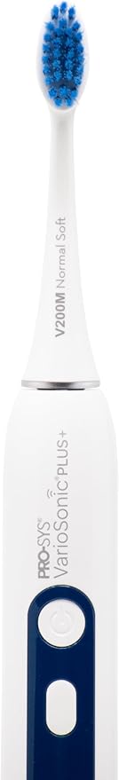 PRO-SYS® VarioSonic Plus+ Professional Electric Toothbrush Full Kit, Rechargeable Powered Toothbrush with Travel Case, 5 Brush Heads, 5 Modes, Extra Long Battery, Pressure Sensor and Timer (White)