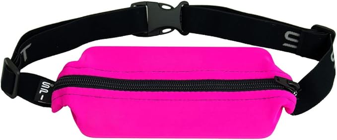 SPIbelt Running Belt for Women Men, Phone Holder for Running, Running Fanny Pack, Holder for Phone, Running Waist Pack, Adjustable Waist, [Fits All Phones]. Fuchsia with Black Zipper-StrideForce Fitness