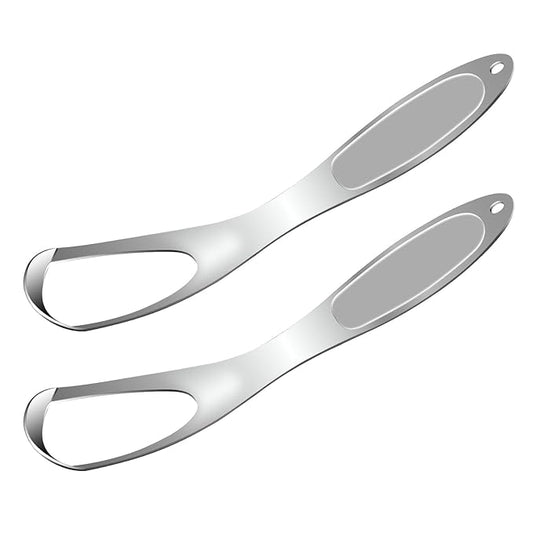 Omnia Medical Grade Tongue Scraper | 2 Pcs Stainless Steel Tongue Cleaner, Metal Tongue Scraper with Travel Bag | Tongue Scrubber for Bad Breath