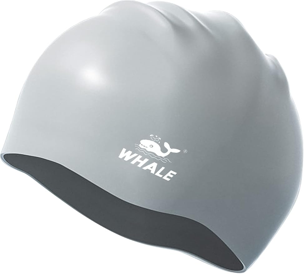 WHALE Extra Large Swim Cap for Women Men, Durable Silicone Swimming Hat with Ear Protection, Unisex Adults Bath Swimming Caps for Long Thick Curly Hair & Dreadlocks Braids Weaves Afro Hair-StrideForce Fitness