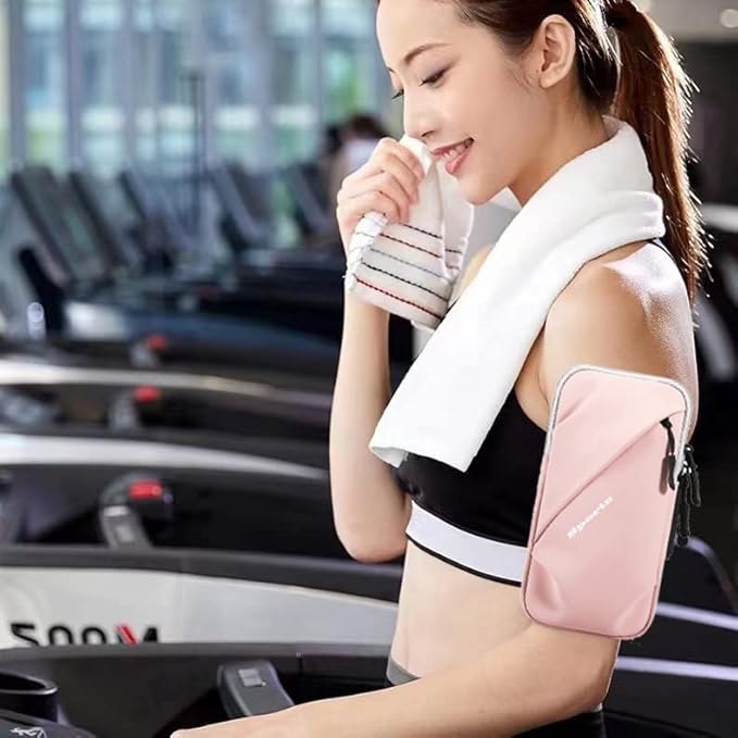 Phone Holder, Small Crossbody Shoulder Holsters Bag with Arm Band, Fits iPhone and Android, Use for Running, Walking, Hiking & Biking (6.7 Inches, Pink)-StrideForce Fitness