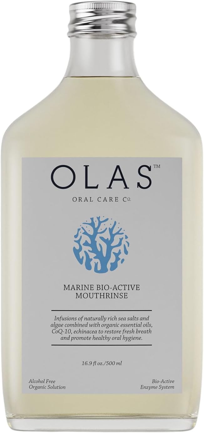 Olas Alcohol Free Mouthwash & Oral Rinse - Marine Bio-Active Mouth Rinse With Essential Oils & Antioxidants for a Healthy Oral Microbiome - Fluoride Free Natural Mouthwash (500 ml)