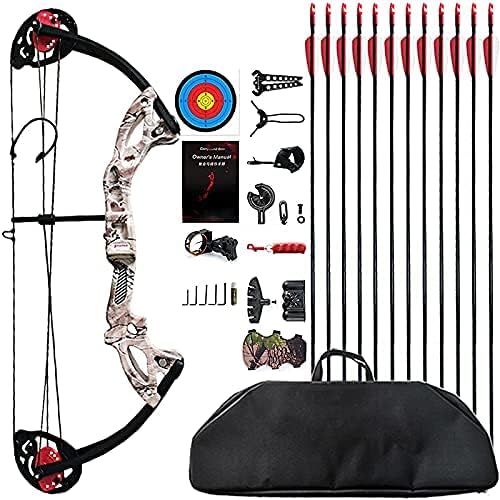 Compound Bow Archery for Youth and Beginner, Right Handed,19”-28” Draw Length,15-29 Lbs Draw Weight, 260 fps-StrideForce Fitness
