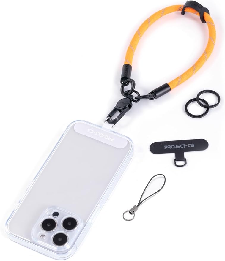 project-cb Phone Wrist Strap 1,Tether Tab 2,Phone Wristlet,Lanyard Wrist Strap,Key Holder,KeyChain,KeyRing×2(Orange)