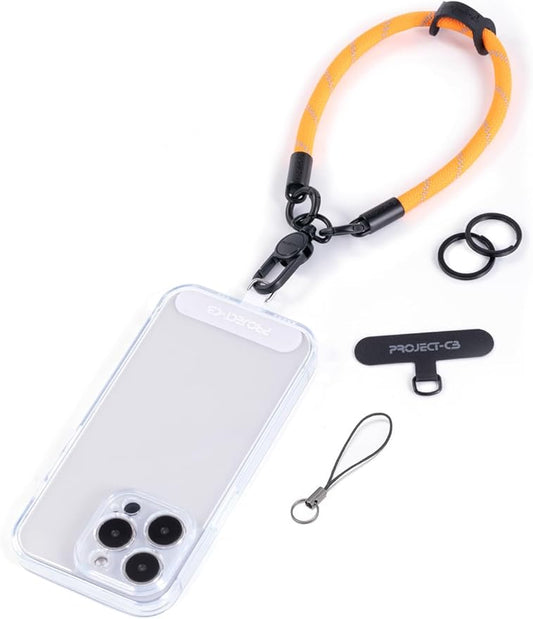 project-cb Phone Wrist Strap 1,Tether Tab 2,Phone Wristlet,Lanyard Wrist Strap,Key Holder,KeyChain,KeyRing×2(Orange)