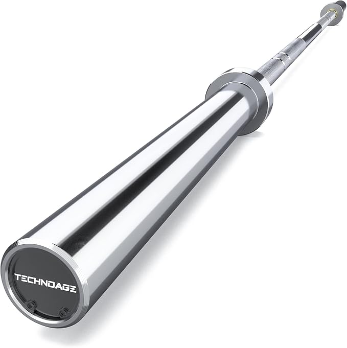 TECHNOAGE 7FT Olympic Barbell Olympic Bar Solid Chrome Barbell 700LBS Load Capacity(2-Inch Plate) for Weightlifting, Squats, Dead-Lifts, Presses, and Lunges-StrideForce Fitness