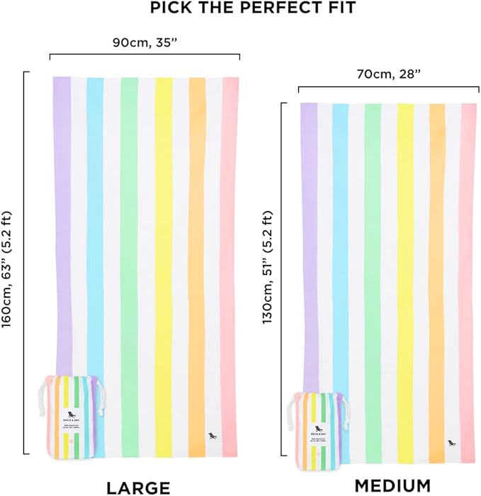 Dock & Bay Kid's Towel - for Beach Use - Quick Dry, Sand Free - Compact, Lightweight - 100% Recycled - Includes Bag - Summer - Unicorn Waves, Medium (130x70cm, 51x28)-StrideForce Fitness