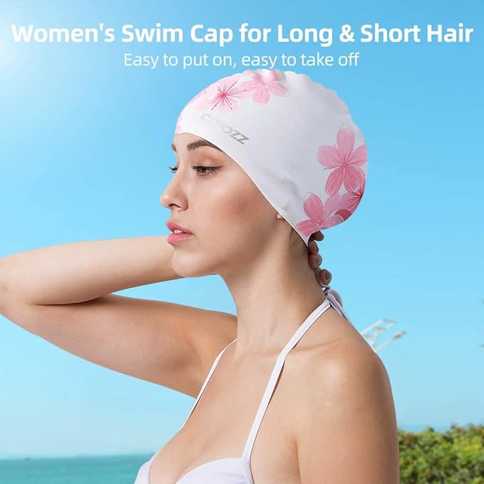 COPOZZ Stylish Silicone Swim Cap for Women – Comfortable, Durable, and Hair-Protecting Design-StrideForce Fitness