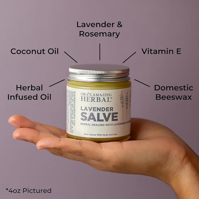 Ora's Amazing Herbal, Lavender Salve Balm, Drawing Salve with Lavender Essential Oil, Natural Skin Moisturizers, Repair Ointment for Irritated Skin, Aromatherapy for Relaxation Massage 4 oz-StrideForce Fitness
