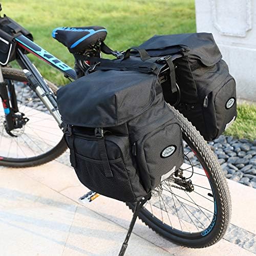 Dreamoon 50L Bike Panniers, Waterproof Bicycle Commuting Bag Saddle Bags with Rain Cover, Bike Rear Seat Bag Carrier with Reflective Trim, Cycling Organizer for Width Less Than 6.3 inches Rack (Black)-StrideForce Fitness