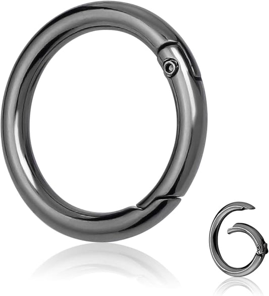 10Pack 1 Inch Metal Spring O Rings Clip Keychain, Round Carabiner Clips Keyrings Snap Hook Buckle, Purse Shoulder Bag Chain Rings Clip Replacement Paracord Keychain Lanyard Leather DIY Crafts (Black)-StrideForce Fitness