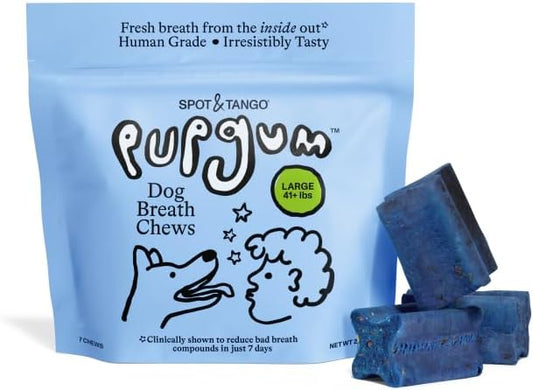 Spot & Tango PupGum Dog Dental Chews for Fresh Breath & Teeth Cleaning – Clinically Proven Plaque & Tartar Control – Human-Grade, Vet-Developed Daily Dental Care Treats for Dogs 41+ lbs – Made in USA