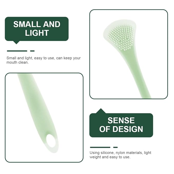 2Pcs Multifunctional Silicone Tongue Scrapers for Adults and, Portable Double-Sided Tongue Cleaners in Mint Green and Lavender for Oral Hygiene and Bad Breath Removal