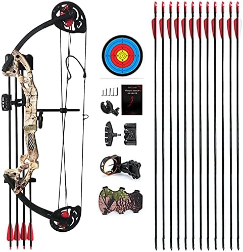 Compound Bow Archery for Youth and Beginner, Right Handed,19”-28” Draw Length,15-29 Lbs Draw Weight, 260 fps-StrideForce Fitness