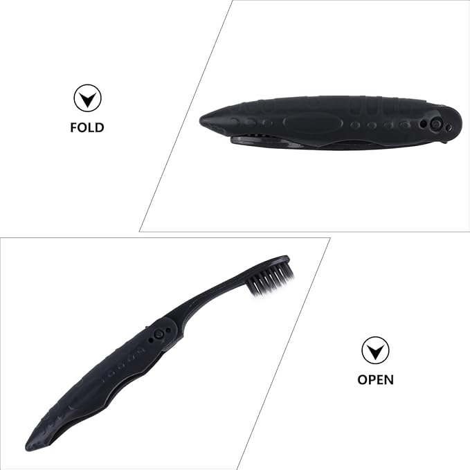 Cabilock Folding Travel Toothbrush 8Pcs Set with Portable Charcoal Soft Bristles Gray Foldable Handle for Camping and Travel Oral Care