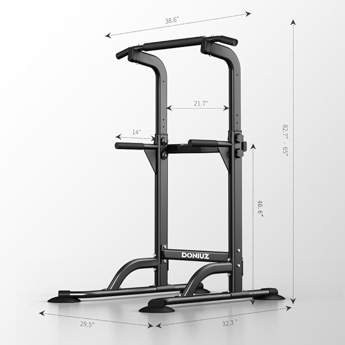 Power Tower Pull Up Bar and Dip Station, Multi-Function Home Gym, Strength Training Fitness Equipment, Height Adjustable-StrideForce Fitness