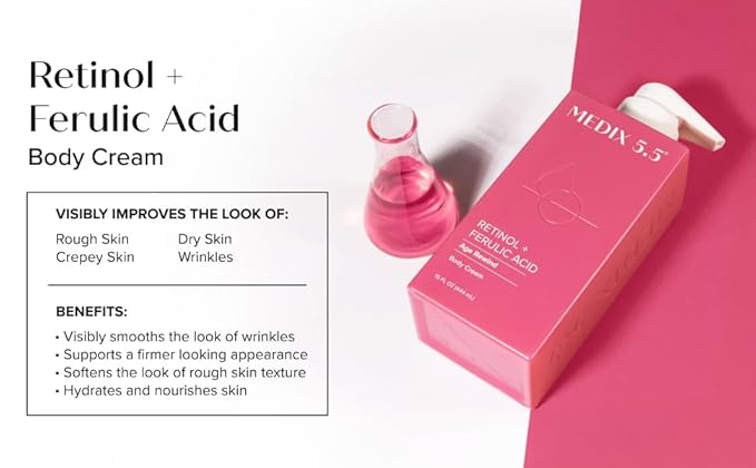 Medix 5.5 Retinol Body Lotion Firming Moisturizer | Crepey Skincare Treatment | Retinol Body Cream | Anti Aging Firming Cream For Women Targets Look Of Crepe Skin, Wrinkles, & Sagging Skin, 15 Fl Oz-StrideForce Fitness