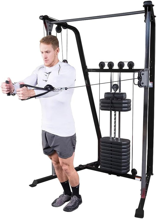 Body-Solid Best Fitness Functional Trainer Cable Machine, Full Body Workout Weight Stacks, Chest and Shoulder Exercise Home Gym LAT Pulldown Machines with 190lb Weights Stack, Midnight Black-StrideForce Fitness