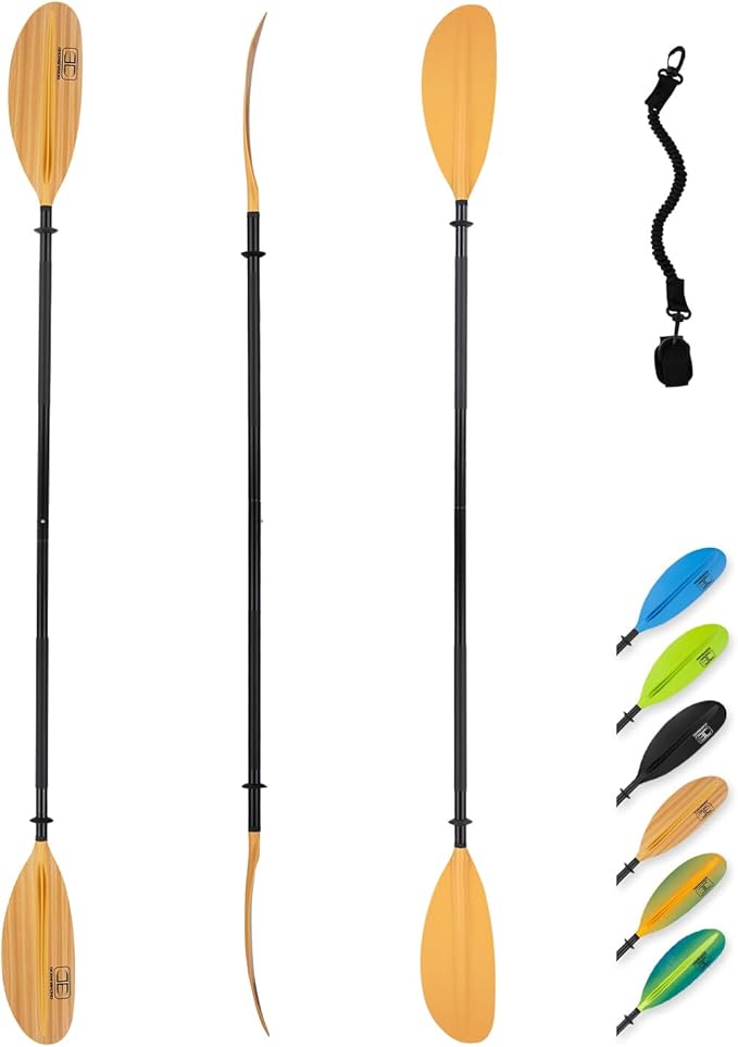 OCEANBROAD Kayak Paddle 86in/218cm, 90.5in/230cm, 95in/241cm Alloy Shaft Kayaking Boating Canoeing Oar with Paddle Leash-StrideForce Fitness