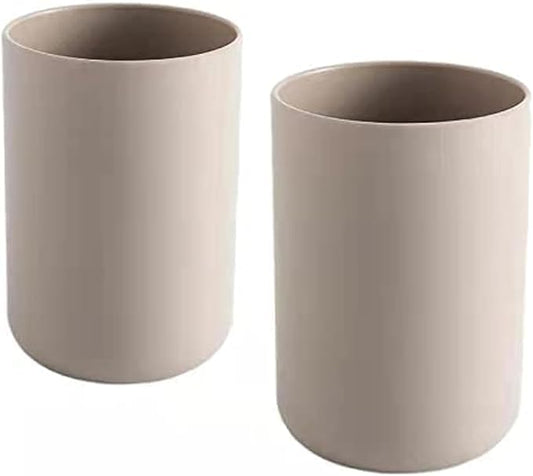 Bathroom Tumblers 2Pcs, Mouthwash Cup, Toothbrush Holders, Drink Mug, Pen Holder, Unbreakable Dishwasher Safe, 10fl.oz(300ml)/Pcs (Brown & Brown)