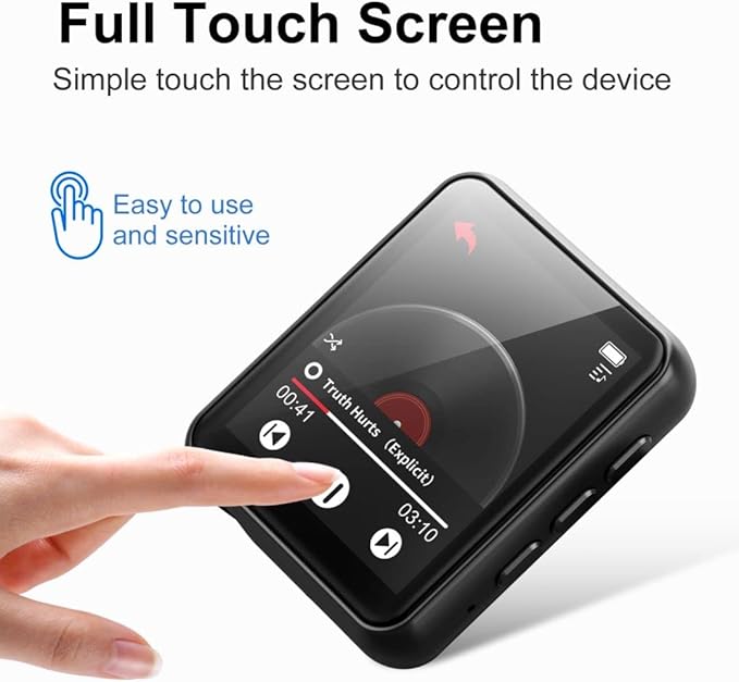 64GB MP3 Player Bluetooth 5.3 Touch Screen Music Player Portable mp3 Player with Speakers high Fidelity Lossless Sound Quality mp3 FM Radio Recording e-Book MP3 Player Support (128GB)-StrideForce Fitness