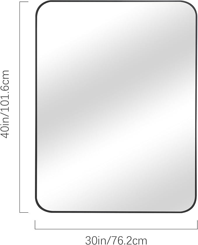 Black Bathroom Mirror, 30" x 40" Wall Mirror with Metal Frame, Decorative Rectangular Vanity Mirror for Bedroom Bathroom Living Room Entryway (Horizontal/Vertical)-StrideForce Fitness