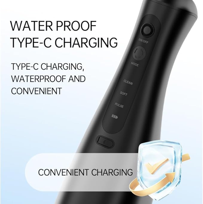 Water Flosser, Cordless Water Dental Flosser，320ML Portable Oral Irrigator with 3 Modes & 6 Tips, IPX7 Waterproof, 60–160 PSI Rechargeable Dental Floss Pick for Home & Travel Use