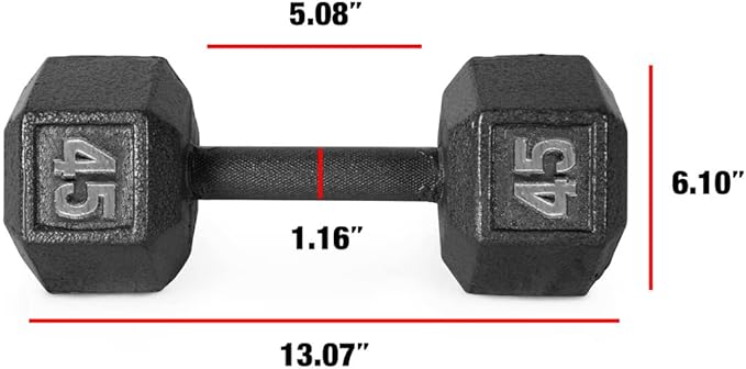 WF Athletic Supply Cast Iron Solid Hexagon Gray/Black Dumbbells, Strength Training Free Weights Set of 2 for Women and Men, Hand Weights Sold by Pairs, Multi-Select Size Options Available-StrideForce Fitness