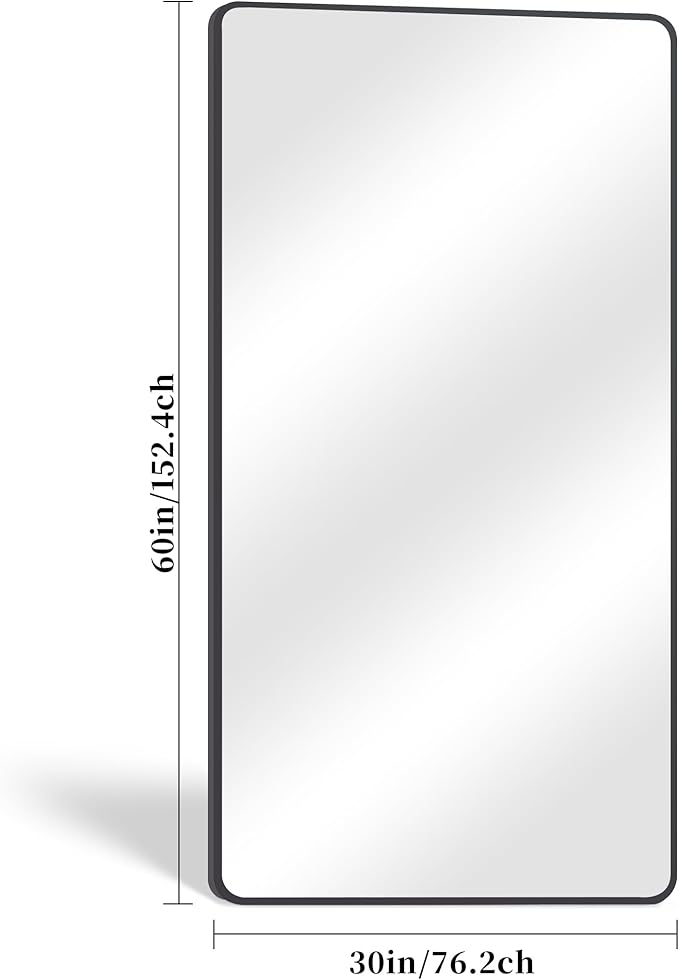 30" x 60"Bathroom Mirror, Matte Black Wall Mirror with Metal Frame, Decorative Rectangular Vanity Mirror for Bedroom Bathroom Living Room Entryway (Horizontal)-StrideForce Fitness
