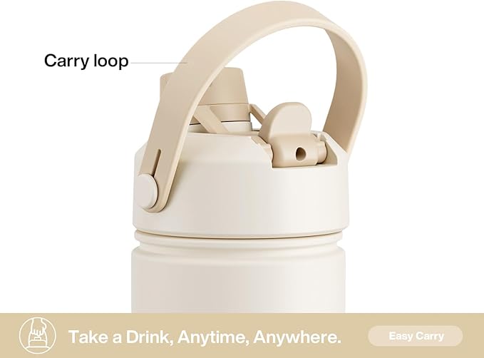 26 oz Insulated Water Bottle with 2-in-1 Straw and Spout Lid, Keep Cold 24H, Leak-Proof, Fits in Car Cup Holder, Stainless Steel Water Bottle for Sports, Gym, Travel, and School (Mousse)-StrideForce Fitness