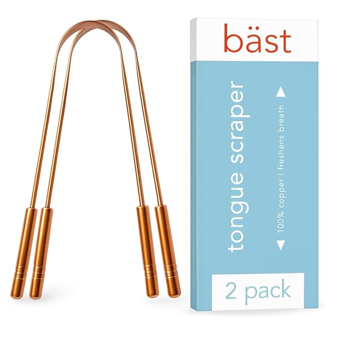 Tongue Scraper • 100% Copper (2 Pack) Premium Tongue Cleaner • Improve Oral Health • Ayurvedic Cleaning Tool