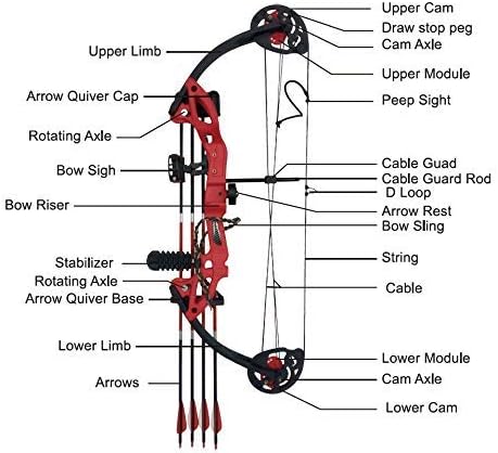 Compound Bow Archery for Youth and Beginner, Right Handed,19”-28” Draw Length,15-29 Lbs Draw Weight, 260 fps-StrideForce Fitness