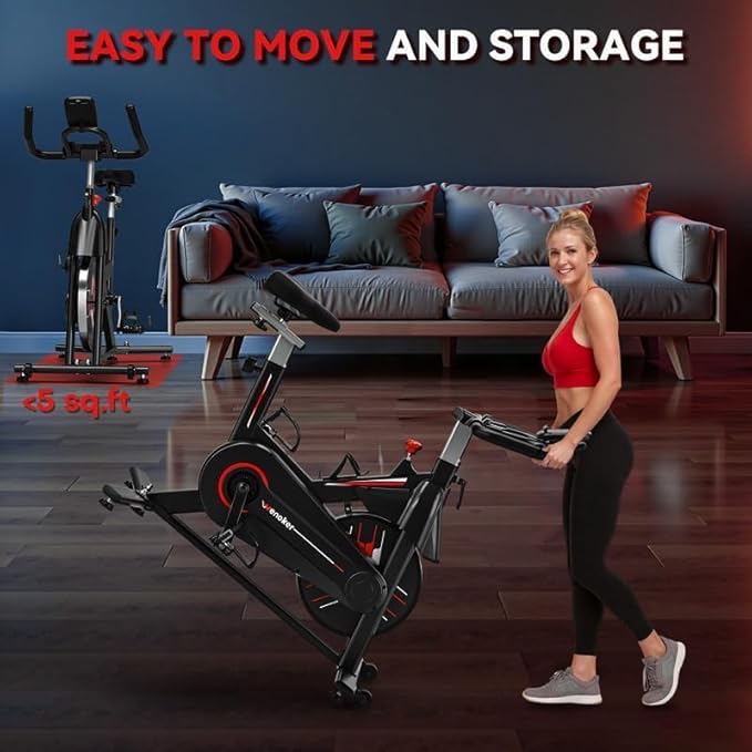 Exercise Bike, WENOKER Magnetic Resistance Stationary Bike for Home, App Supported Indoor Bike with Whisper Quiet, Heavy Flywheel and Upgraded Digital Display-StrideForce Fitness