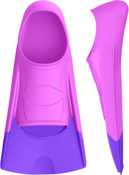 Gintenco Swim Fins, Kids Swim Training Fins for Lap Swimming, Travel Size Flippers with Mesh Bag, Silicone Swimming Fins for Kids Teens Adults Women Men