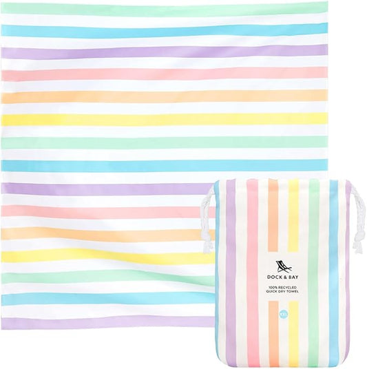 Dock & Bay Quick Drying Towel - for Sports & Gym - Compact, Lightweight - 100% Recycled - Includes Bag - Summer - Unicorn Waves, Double Extra Large (180x200cm, 70x78)-StrideForce Fitness