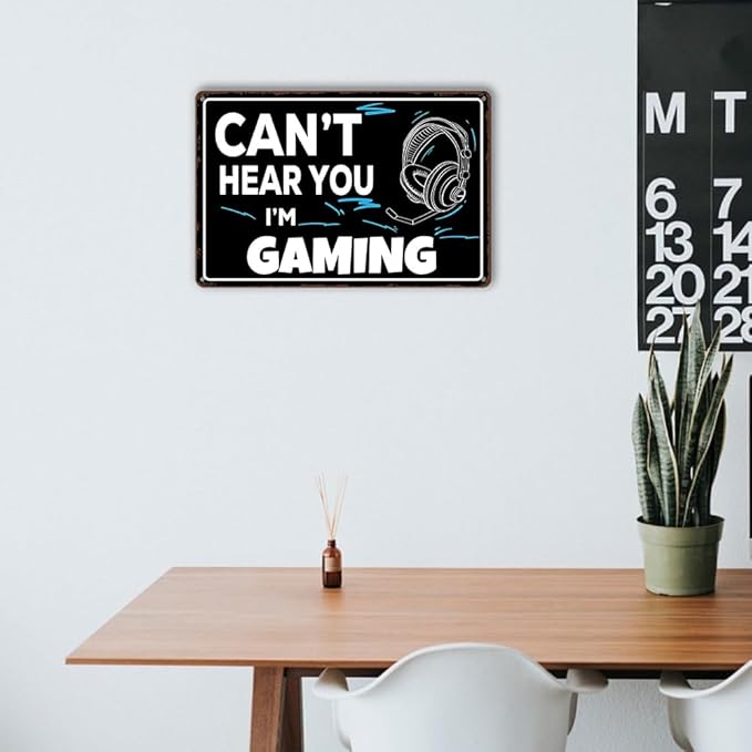 Game Room Sign Gamer Room Wall Decor Can't Hear You, I'm Gaming Signs Funny Gamer Tin Sign Gaming Decor For Boys Bedroom Teen Boy Room Decor Gaming Posters Gifts 8x12 Inches-StrideForce Fitness