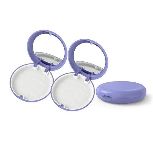 2 Pack Retainer Case with Mirror, Fashion Orthodontic Slim Night Guard Cases, Portable Mouth Guard Storage Case for Travel