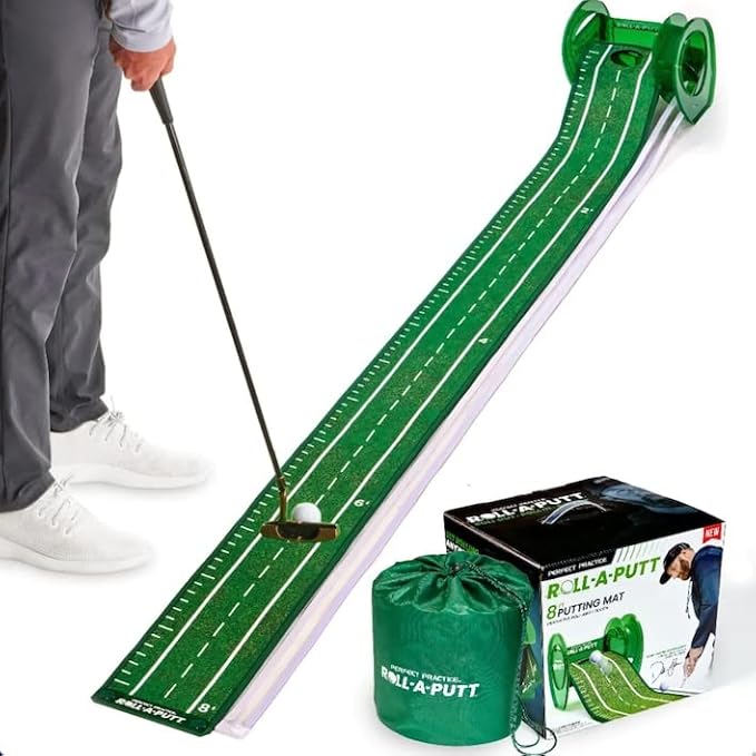 Perfect Practice Golf Putting Mat - Portable Putting Green, Indoor & Outdoor Practice, with Ball Return - Golf Training Aid for Home, Office, Backyard - Golfing Gifts for Men-StrideForce Fitness