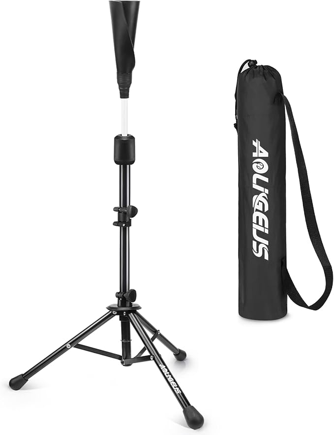 Baseball Tee Batting Tee Softball Tee Portable Travel Hitting Tee,Easy Adjustable Height,Stable Tripod Stand-StrideForce Fitness