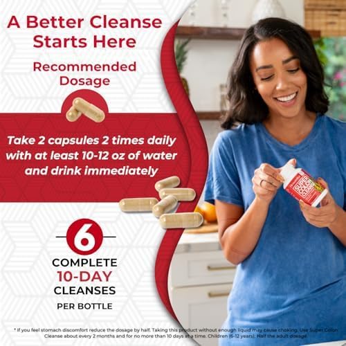 Health Plus Super Colon Cleanse 60 Day Supply of Gentle Gut Cleanse Detox, Psyllium Husk, Probiotics for Constipation Relief & Digestive Support, 240 Capsules-StrideForce Fitness