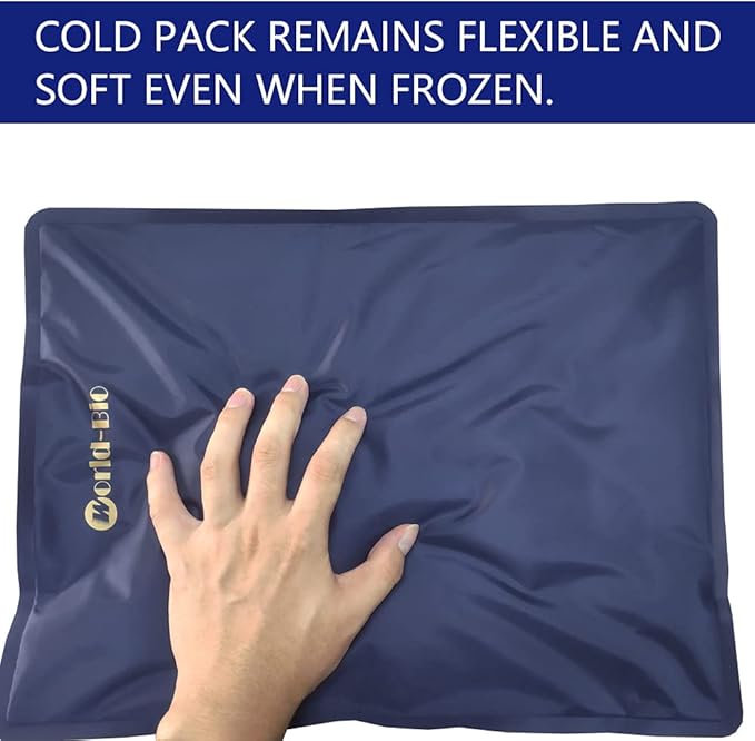 Large Gel Ice Pack 2 pack for Injuries Reusable, Flexible Hot Cold Therapy Pad for Hip, Back, Knee, Leg, Soothing Pain from Bruises & Sprains, Muscle Aches, Relief for Surgery, Back Pain 11.5" x 15.4"-StrideForce Fitness