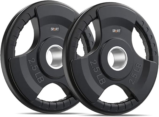 SPART Weight Plate 2-Inch Rubber Coated Olympic Grip Plate for Barbell,Solid Cast Iron Weight Plates in Pairs or Single for Strength Training,Weightlifting,Crossfit,Home Gym(5LB/10LB/25LB/35LB/45LB)-StrideForce Fitness