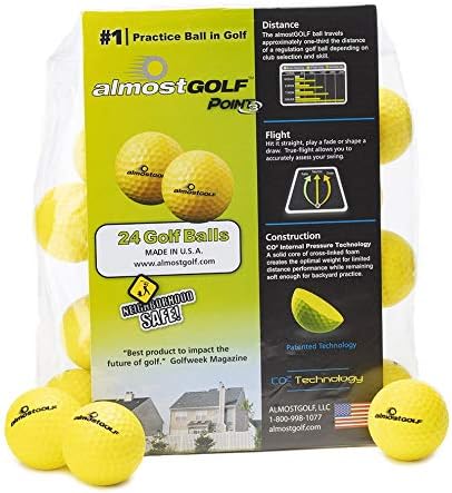 AG AlmostGolf Balls - Limited Flight Practice Golf Balls - (24 Pack) - Almost Golf Balls Foam Golf Training Aids for Indoor Or Yard Practice - Includes 24 AlmostGolf Balls with 5 Liberty Tees-StrideForce Fitness