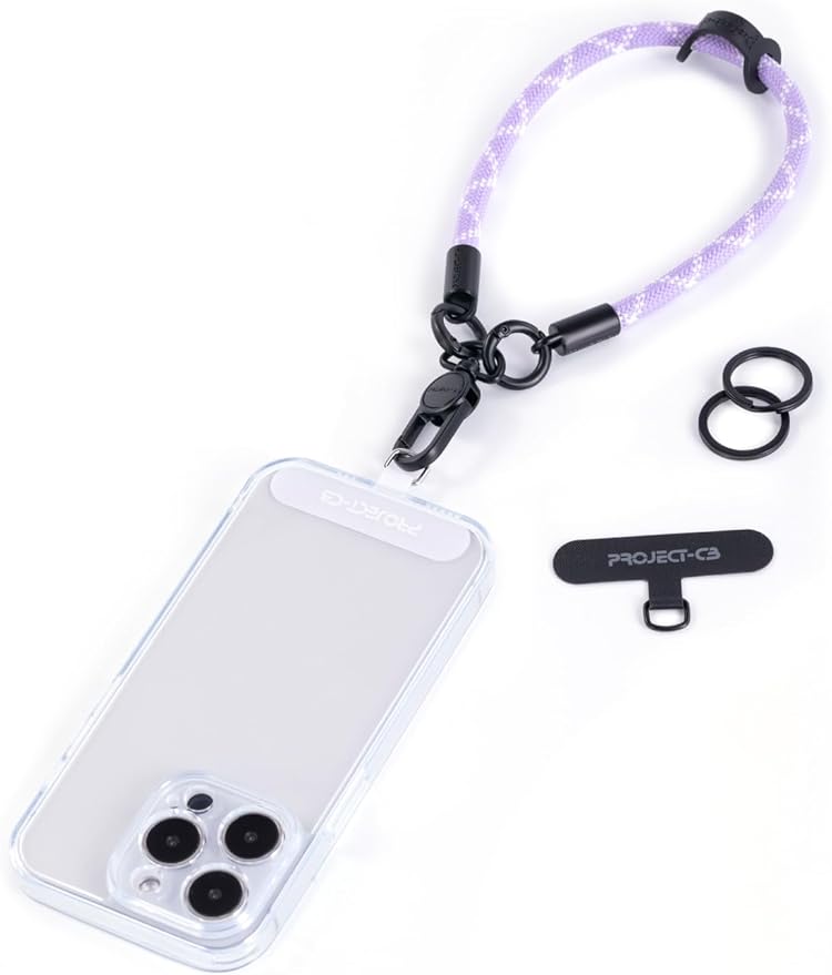 project-cb Phone Wrist Strap 1,Tether Tab 2,Phone Wristlet,Lanyard Wrist Strap,Key Holder,KeyChain,KeyRing×2(Purple)-StrideForce Fitness