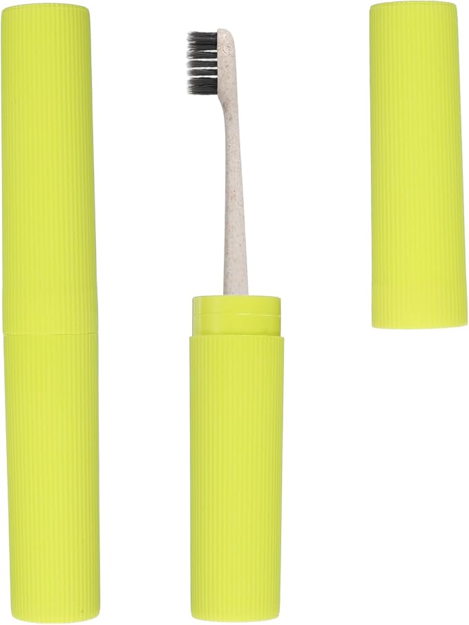 uxcell 2Pcs Travel Toothbrush Case, 7.9x1.2x1.2 Portable Travel Toothbrush Holder with Stripe, Plastic Toothpaste Container for Bathroom, Gym, Business Trip, Camping, Green