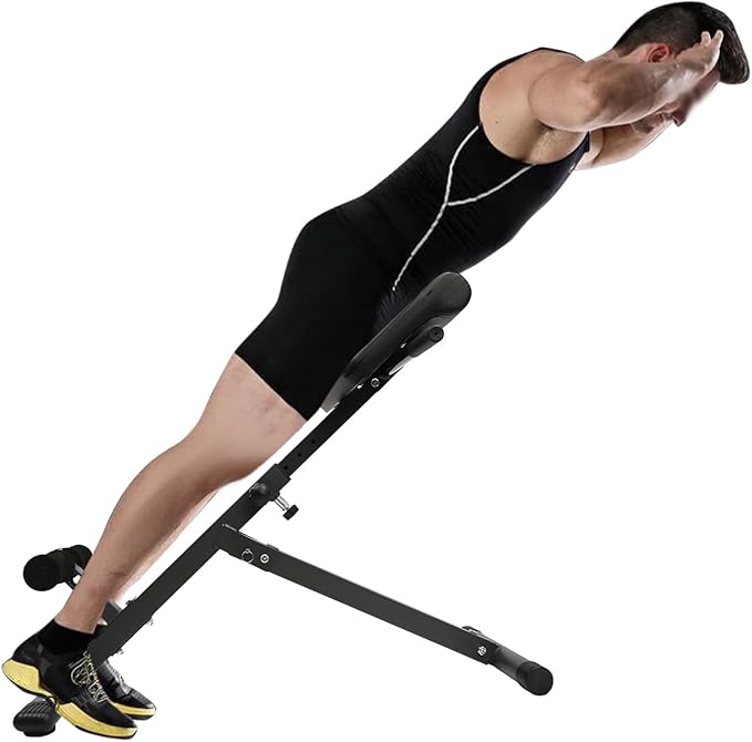 Roman Chair, Hyperextension Bench Roman Chair Adjustable Back Extension Machine Lower Back Exercise Equipment Multi-Functional Workout Bench for Home Gym Full Body Abs Glutes Core Muscles-StrideForce Fitness