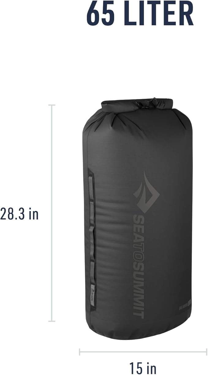 Sea to Summit Big River Dry Bag, Heavy-Duty Dry Storage, 65 Liter, Jet Black-StrideForce Fitness