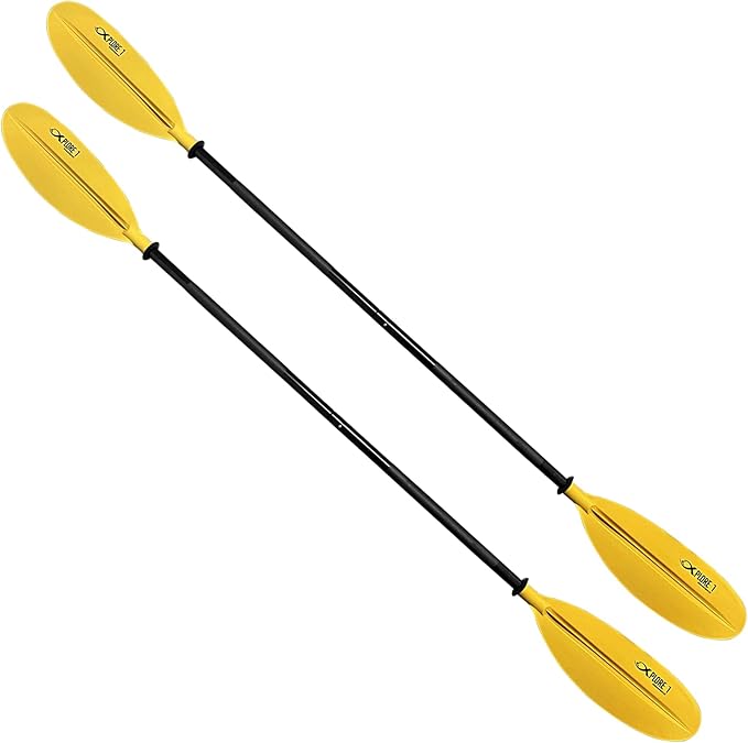 ISURE MARINE 2Pcs Kayak Paddle 85in Kayaking Boating Canoeing Oar Aluminum Shaft Yellow Plastic Blades Adjustable Rowing Paddle with Bungee Paddle Leash for Light Kayaks-StrideForce Fitness